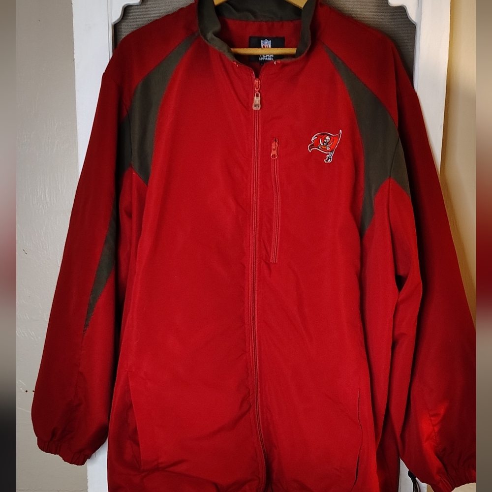 NFL Tampa Bay Buccaneers Red and Black Windbreaker Jacket
